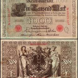 Germany 1000 Mark World Banknote 1910 Issue P44 Unique and Rare