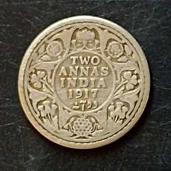 Silver British India Denominaton 2 anna year 1917 Same and similar piece available