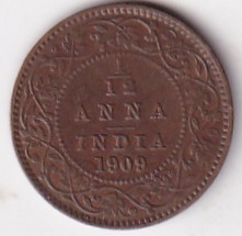 1/12 Anna 1909 King Edward VII Old British India Coin