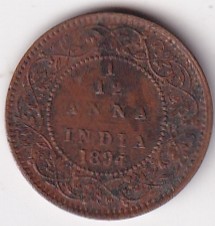 1/12 Anna 1894 Victoria Empress Old British India Coin