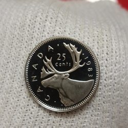 Elizabeth II DG Regina 25 Cents Proof Coin 1983 Year Royal Canadian Mint