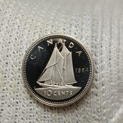 Elizabeth II DG Regina 10 Cents Proof Coin 1984 Year Royal Canadian Mint