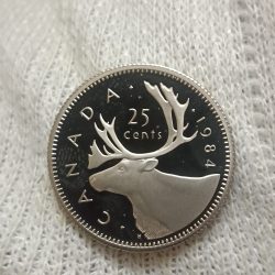 Elizabeth II DG Regina 25 Cents Proof Coin 1984 Year Royal Canadian Mint