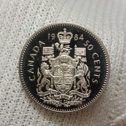 Elizabeth II DG Regina 50 Cents Proof Coin 1984 Year Royal Canadian Mint