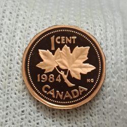 Elizabeth II DG Regina 1 Cents Copper Proof Coin 1984 Year Royal Canadian Mint