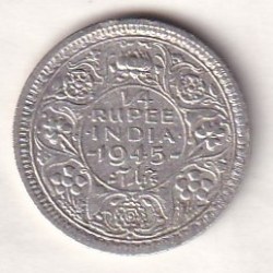 British-India ¼ Rupee (George VI) 1945 Rare Silver Coin#E-362