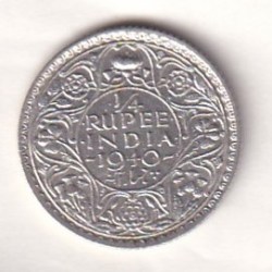 British-India ¼ Rupee (George VI) 1940 Rare Silver Coin#E-365
