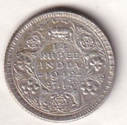 British-India ¼ Rupee (George VI) 1942 Rare Silver Coin#E-366