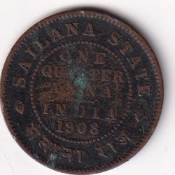 Indian Local and Princely states › Sailana , ¼ Anna 1908 - Edward VII Rare Coin #C-48