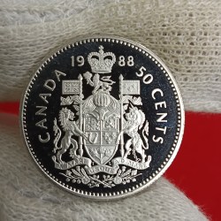 Elizabeth II DG Regina 50 Cents Proof Coin 1988 Year Royal Canadian Mint