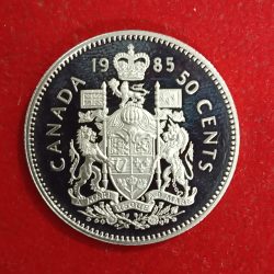 Elizabeth II DG Regina 50 Cents Proof Coin 1985 Year Royal Canadian Mint