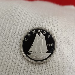 Elizabeth II DG Regina 10 Cents Proof Coin 1985 Year Royal Canadian Mint