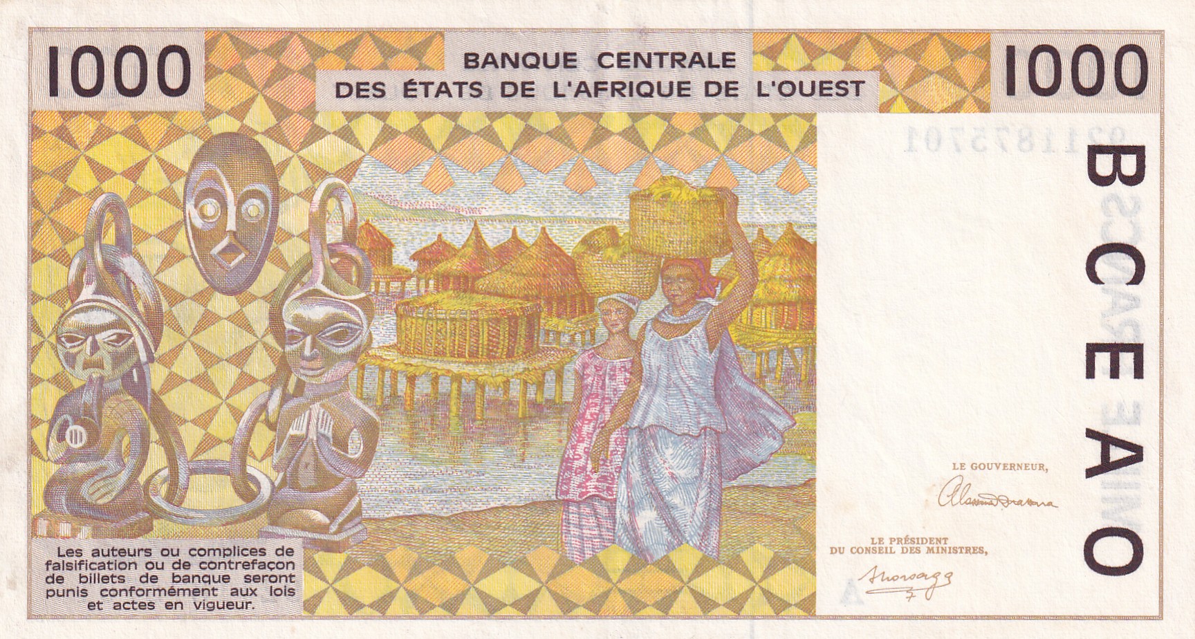 Western African States 1000 Francs Note #B2