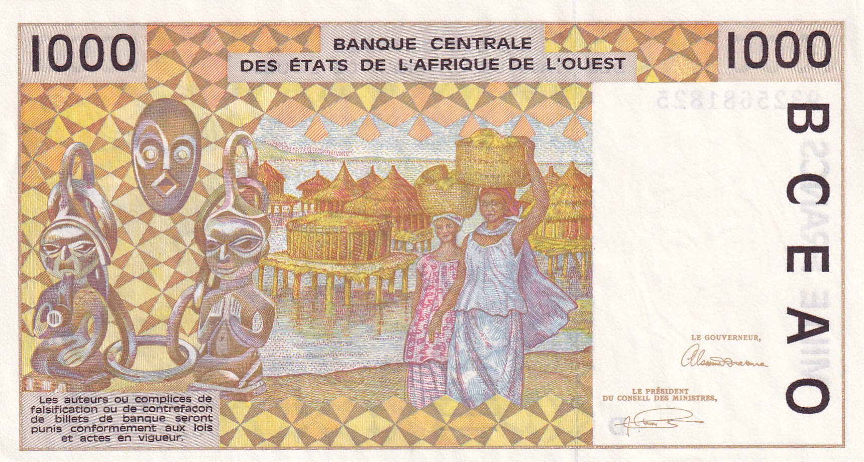 Western African States 1000 Francs Rare Unc Note#B2
