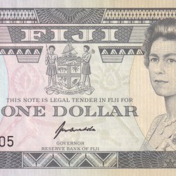 Fiji 1 Dollar (Elizabeth II) Old Issue Rare Unc Note#B2