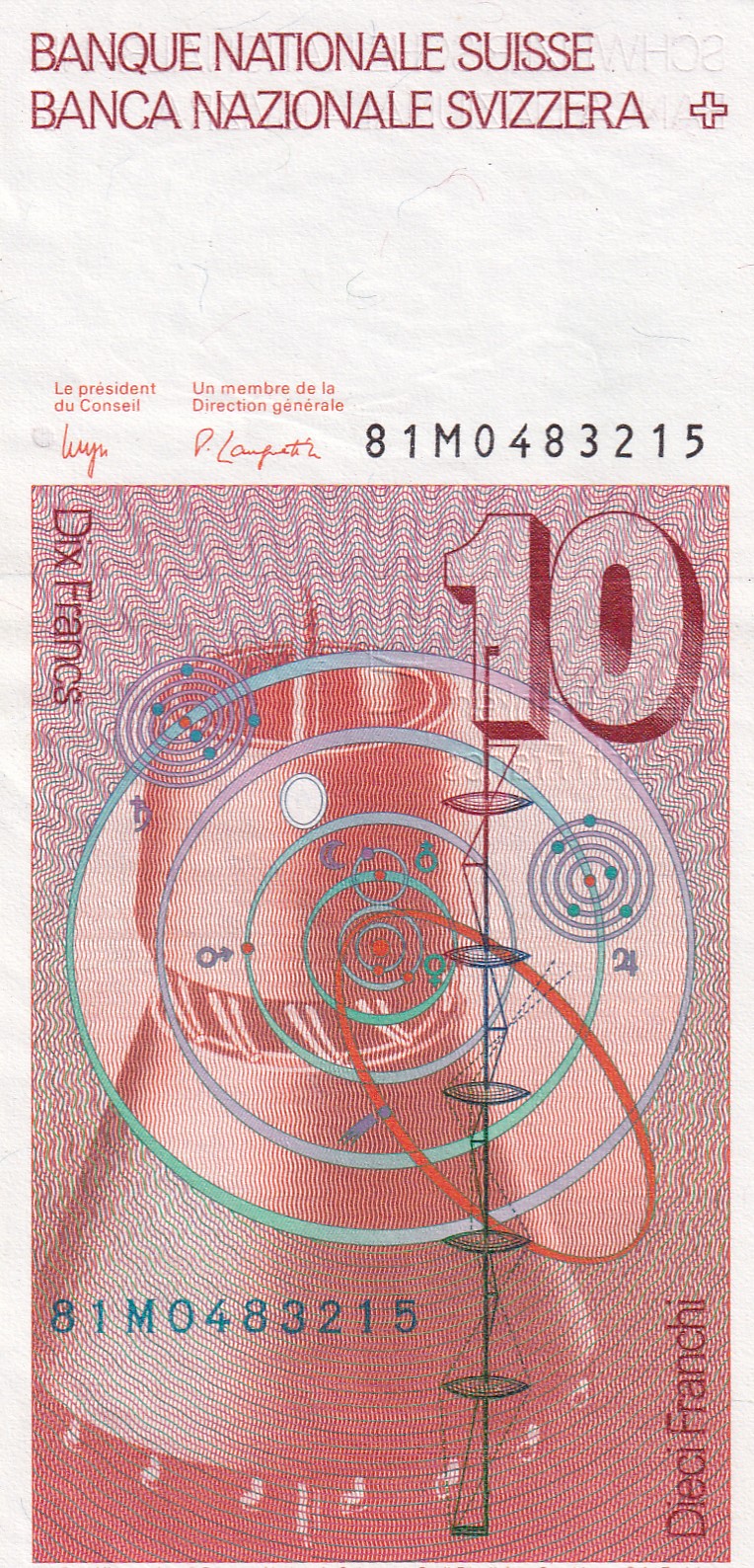 Switzerland 10 Francs (6th series) 1783 Series Rare Unc Note#B2