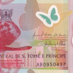 São Tomé and Príncipe 10 Dobras Rare Unc Polymer Note#B2