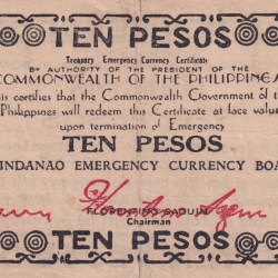 Philippines › Mindanao, 10 Pesos (1943) Old Issue Rare Note #B2