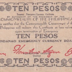 Philippines › Mindanao, 10 Pesos (1944) Old Issue Rare Note #B2