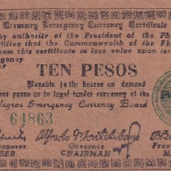 Philippines Negros, 10 Pesos (1944) Old Issue Rare Note #B2