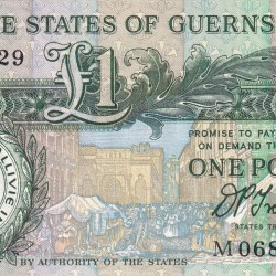 Guernsey 1 Pound Rare UNC Note #B2