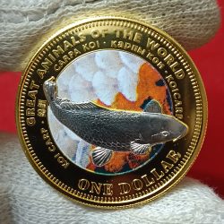 Elizabeth One Dollar FIJI Great Animals of the World" series featuring a Koi Carp FIZI Country Proof Coin 2009 Year