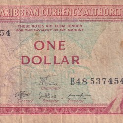 Eastern Caribbean States 1 Dollar Old Issue Rare Note #B2