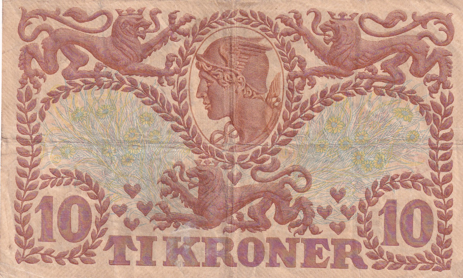 Denmark 10 Kroner Heilmann type III Rare Note #B2