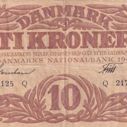 Denmark 10 Kroner Heilmann type III Rare Note #B2