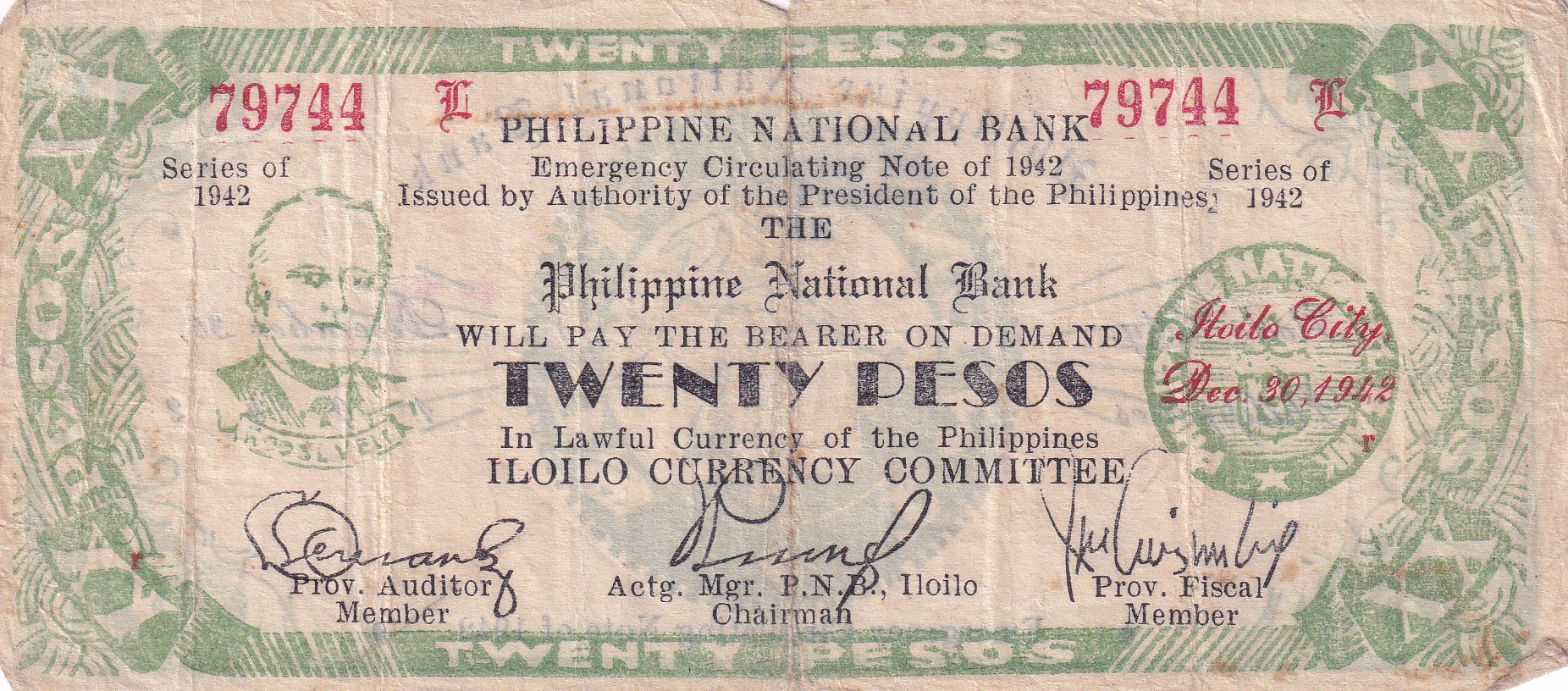 Philippines 20 Pesos 1942 Series Rare Note#B2