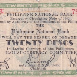 Philippines 20 Pesos 1942 Series Rare Note#B2
