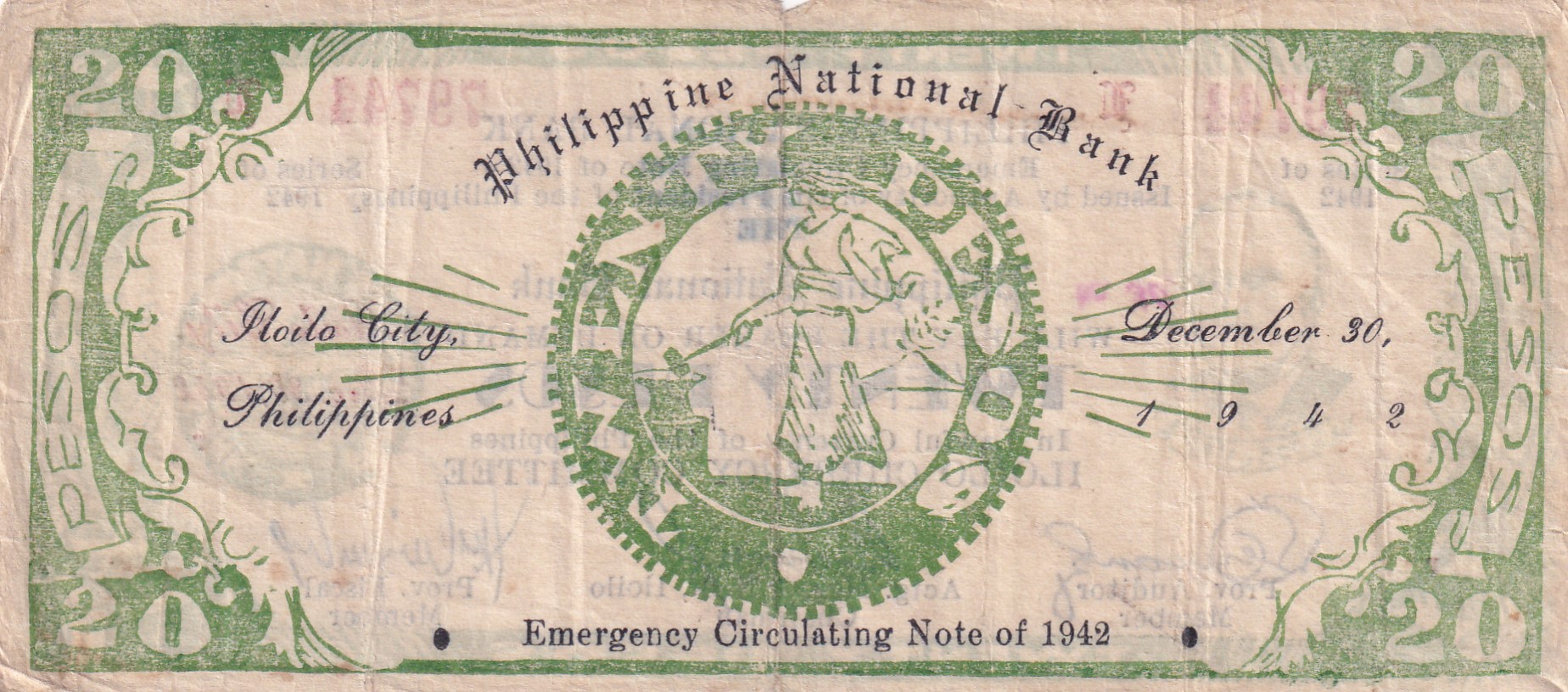 Philippines 20 Pesos 1942 Series Rare Note#B2