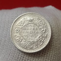 George Vi One Silver Rupee Rare Coin 1945 Year Lahore Mint British of India
