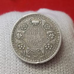 George Vi Silver One Rupee India 1942 Year Bombay Mint British of India 01