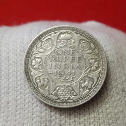 George Vi Silver One Rupee India 1941 Year Bombay Mint British of India 03