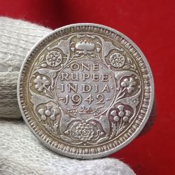 George Vi Silver One Rupee India 1942 Year Bombay Mint British of India 04