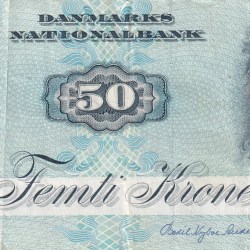 Denmark 50 Kroner "Karusse" 1972 Series Rare Note #B2