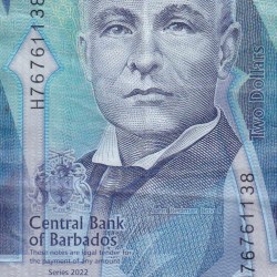 Barbados 2 Dollars Rare Polymer Note #B2