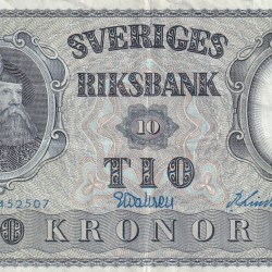 Sweden 10 Kronor 1955 Series Rare Note #B2
