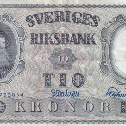 Sweden 10 Kronor 1955 Series Rare Note #B2
