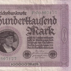 German 100 000 Mark (Reichsbank) 1923 Series Rare Note #B2
