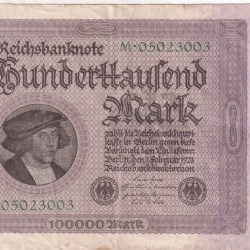 German 100 000 Mark (Reichsbank) 1923 Series Rare Note #B2