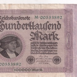 German 100 000 Mark (Reichsbank) 1923 Series Rare Note #B2