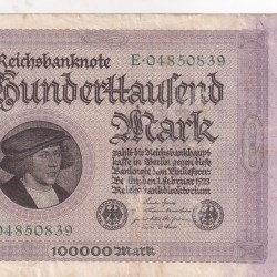 German 100 000 Mark (Reichsbank) 1923 Series Rare Note #B2