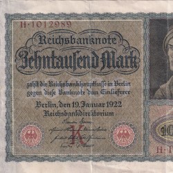 German 10 000 Mark (Reichsbank) 1922 Series Rare Big Size Note #B2