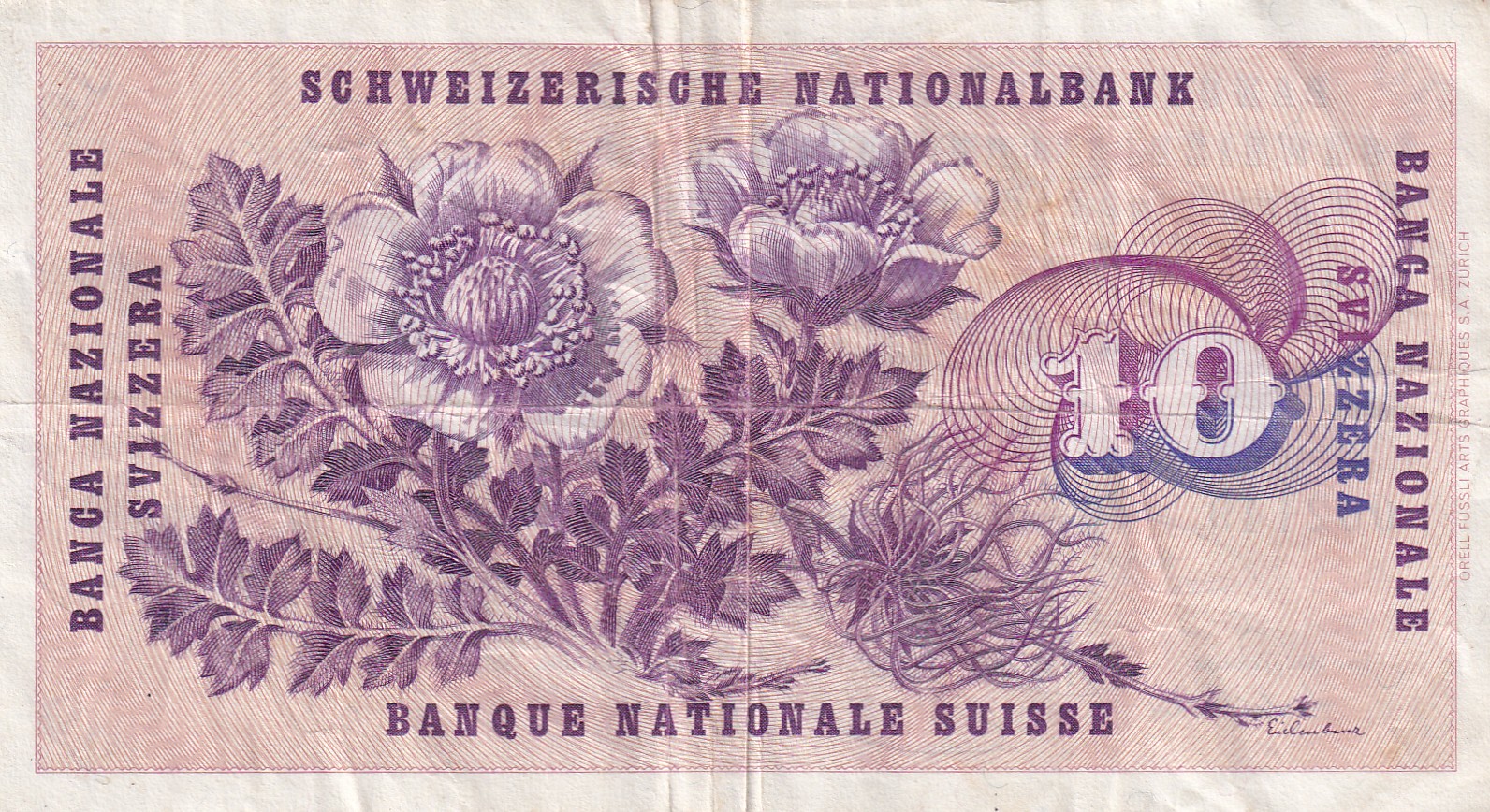Switzerland 10 Francs (5th series) 1974 Rare Note #B2