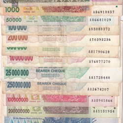 Zimbabwe 19 Different (19 Pcs) Note Set #!1