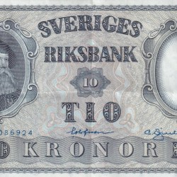 Sweden 10 Kronor (1958 Series) Rare Note #B2