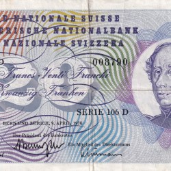 Switzerland 20 Francs (1976) - 5th series Rare Note #B2