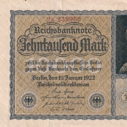 Germany 10 000 Mark (1922) Reichsbank; small issue Rare Note #B2